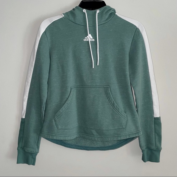 adidas Tops - Adidas Curve Hem Women’s Hoodie Mint Green White - XS